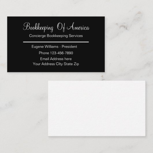 Conciërge Boekhouding Classic Design Visitekaartje (Voorkant / Achterkant)