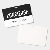 Concierge naambadge met koord of clip badge (Voor- en achterkant)