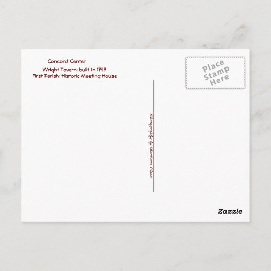 Concord Center Briefkaart (Achterkant)