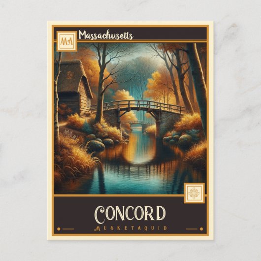 Concord, Massachusetts | Antiek Briefkaart (Voorkant)