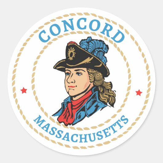 Concord Massachusetts Koloniaal Ronde Sticker (Voorkant)