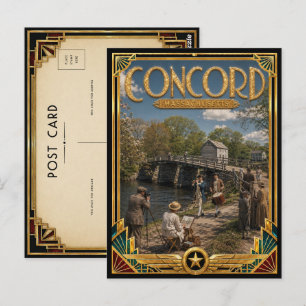 Concord Massachusetts Vintage Art Deco Gouden Tijd Briefkaart