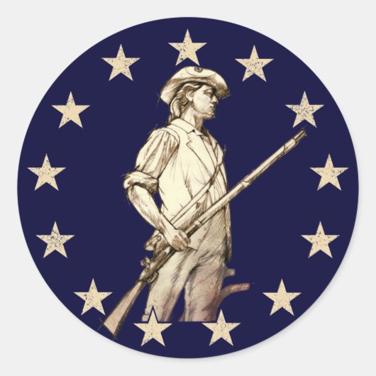 Concord Minuteman Ronde Sticker (Voorkant)