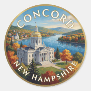 Concord New Hampshire Gouden Koepel Reis Kunst Ronde Sticker