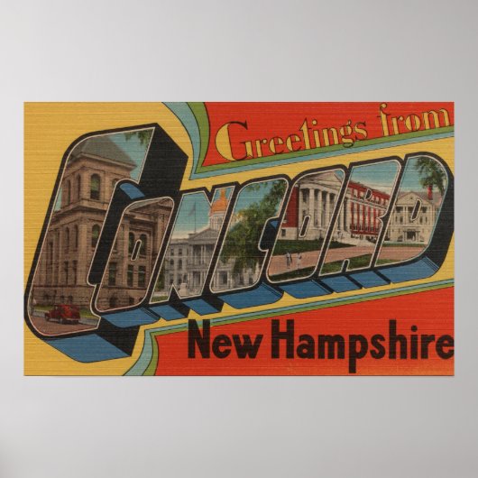 Concord, New Hampshire - Large Letter Scenes Poster (Voorkant)