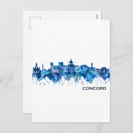 Concord New Hampshire Skyline Blue Feestdagenkaart (Voorkant / Achterkant)