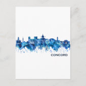 Concord New Hampshire Skyline Blue Feestdagenkaart (Voorkant)