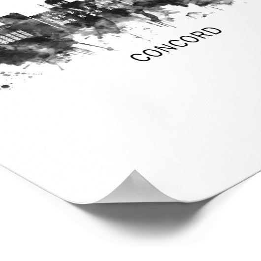 Concord New Hampshire Skyline BW Poster (Hoek)