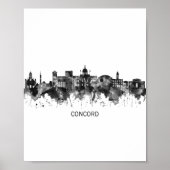 Concord New Hampshire Skyline BW Poster (Voorkant)