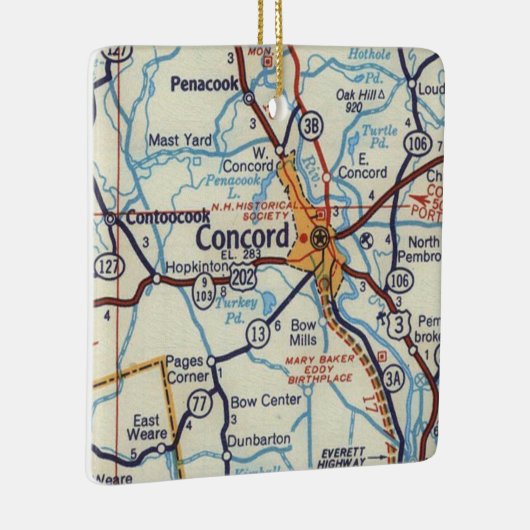 Concord NH  Map Keramisch Ornament (Rechts)
