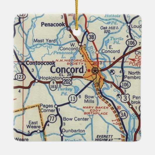 Concord NH  Map Keramisch Ornament (Achterkant)