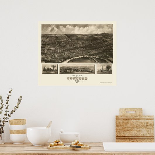 Concord, NH Panoramic Map - 1899 Poster (Keuken)