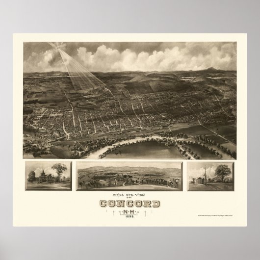 Concord, NH Panoramic Map - 1899 Poster (Voorkant)