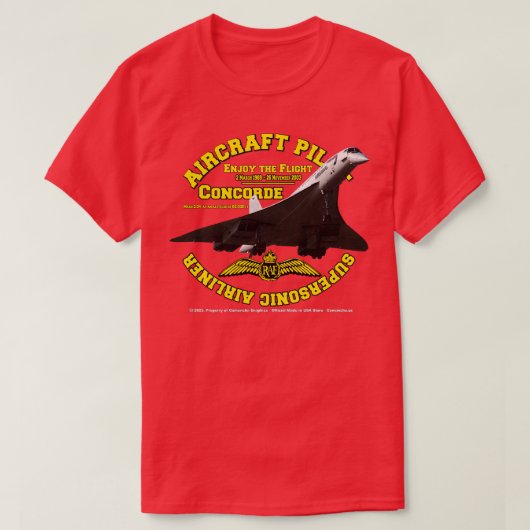 Concorde Airliner Vliegtuig Pilot T-shirt (Design voorkant)