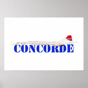 Concorde Jet met vet blauwe tekst Poster