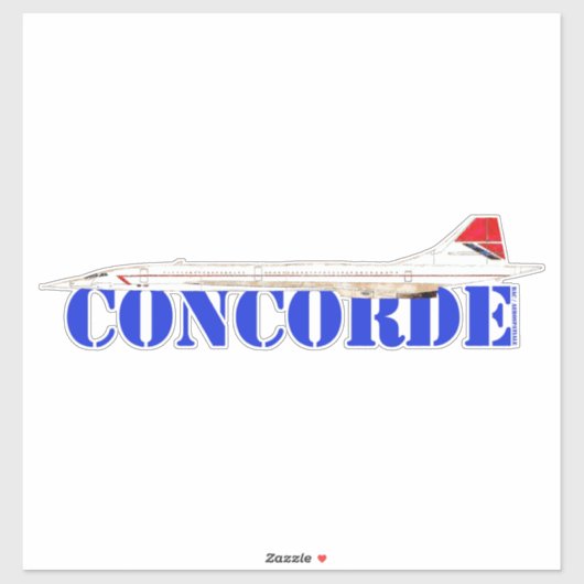 Concorde Jet met vetgedrukte blauwe tekst Sticker (Vel)