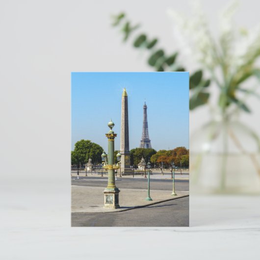 Concorde Luxor Obelisk en Eiffel Tower - Parijs Briefkaart (Staand voorkant)