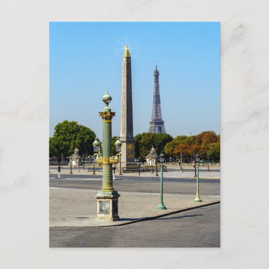 Concorde Luxor Obelisk en Eiffel Tower - Parijs Briefkaart (Voorkant)