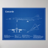 Concorde - Plannen voor vliegtuigblauwdruk AD Poster (Voorkant)