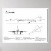 Concorde - Plannen voor vliegtuigblauwdruk BD Poster (Voorkant)