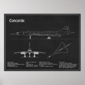 Concorde - Plannen voor vliegtuigblauwdruk PD Poster (Voorkant)