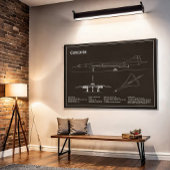 Concorde - Plannen voor vliegtuigblauwdruk PD Poster