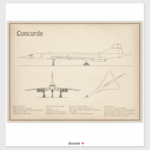 Concorde - Vliegtuig Blauwdruk Tekenplannen SD Sticker