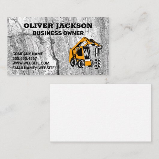Concrete achtergrond | Boorconstructievoertuig Visitekaartje (Voorkant / Achterkant)