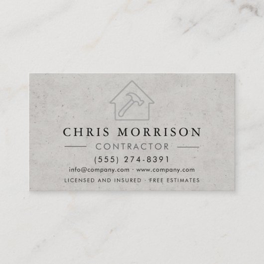 Concrete Building Construction Contractor Visitekaartje (Voorkant)