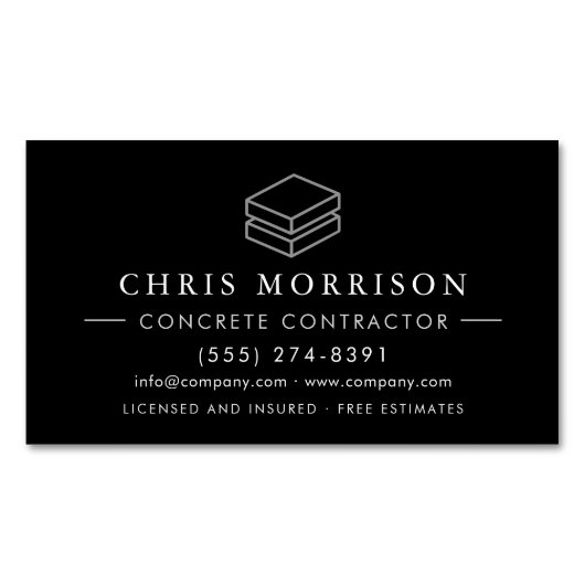 Concrete Cement Construction Services Magnetisch Visitekaartje (Voorkant)