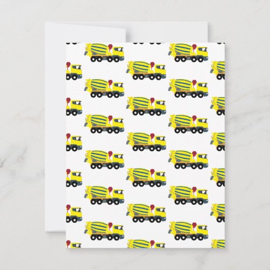 Concrete cement Truck Construction Kinder Children Notitiekaartje (Achterkant)