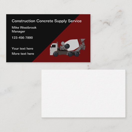Concrete cementmixer Construction Visitekaartje (Voorkant / Achterkant)