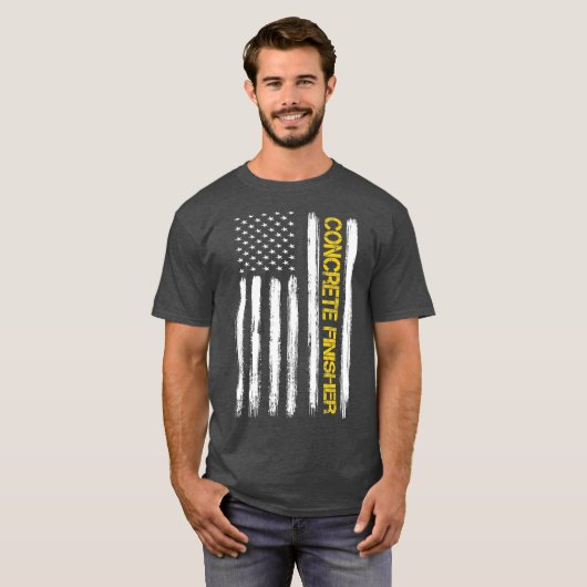 Concrete constructie van Amerikaanse vlaggen T-shirt (Voorkant volledig)