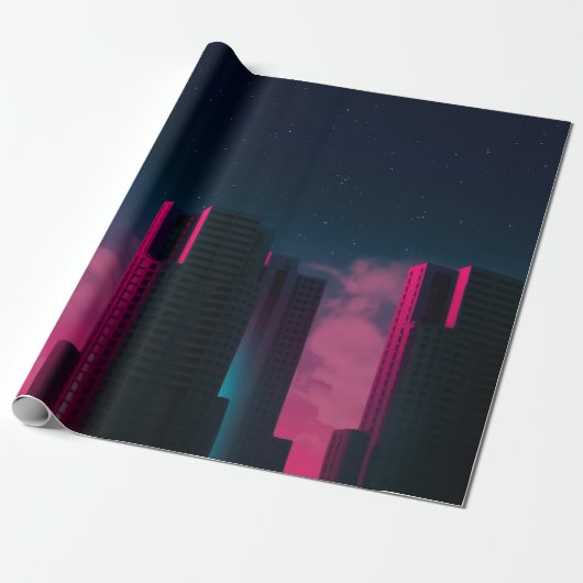 CONCRETE GEBOUWEN NAAR WITTE KLEUREN CADEAUPAPIER (Uitgerold)