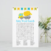 Concrete mixer Baby shower Word Search Game (Staand voorkant)