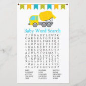 Concrete mixer Baby shower Word Search Game (Voorkant)