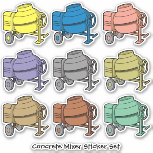 Concrete Mixer Contour Sticker Set (Voorkant)
