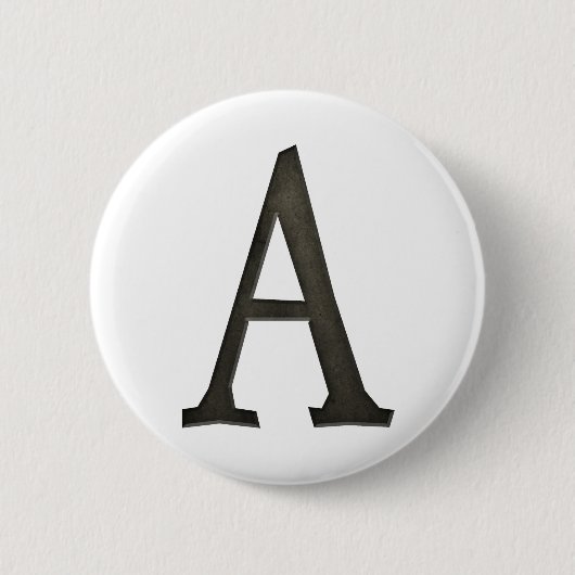 Concrete Monogram letter A Ronde Button 5,7 Cm (Voorkant)