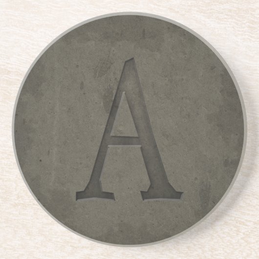 Concrete Monogram letter A Zandsteen Onderzetter (Voorkant)