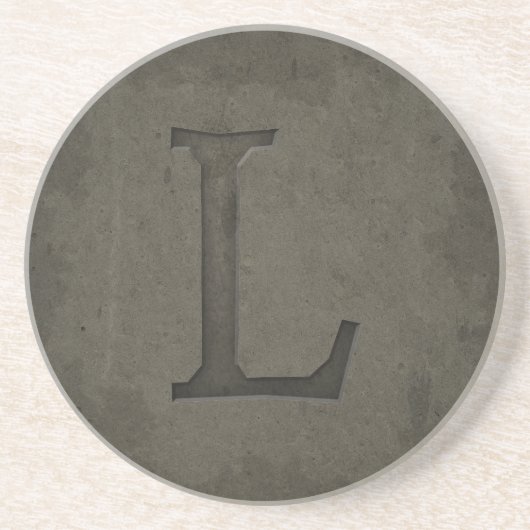Concrete monogram letter L Zandsteen Onderzetter (Voorkant)