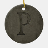 Concrete Monogram Letter P Keramisch Ornament (Voorkant)