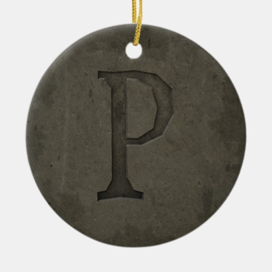 Concrete Monogram Letter P Keramisch Ornament (Voorkant)