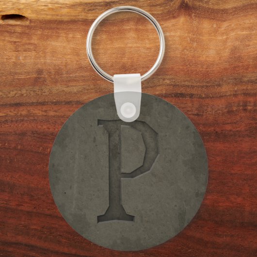 Concrete Monogram Letter P Sleutelhanger (Voorkant)