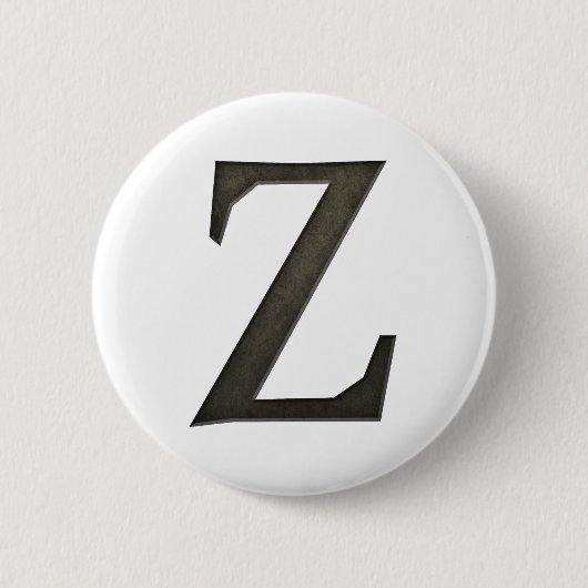 Concrete Monogram Letter Z Ronde Button 5,7 Cm (Voorkant)