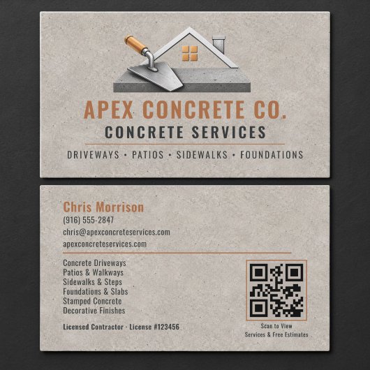 Concrete QR-code professional Visitekaartje