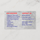 Concrete Service Business Card Visitekaartje (Achterkant)