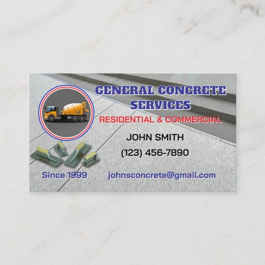 Concrete Service Business Card Visitekaartje (Voorkant)