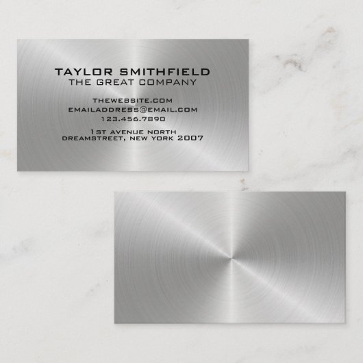 Concrete Visitekaartje met metalen zilver (Voorkant / Achterkant)