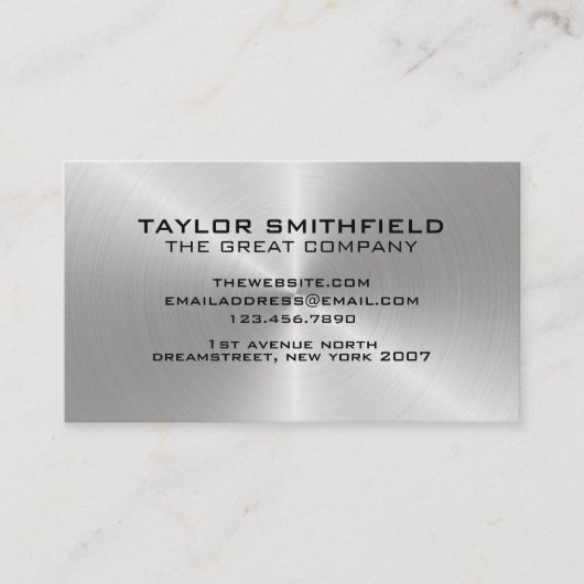 Concrete Visitekaartje met metalen zilver (Voorkant)