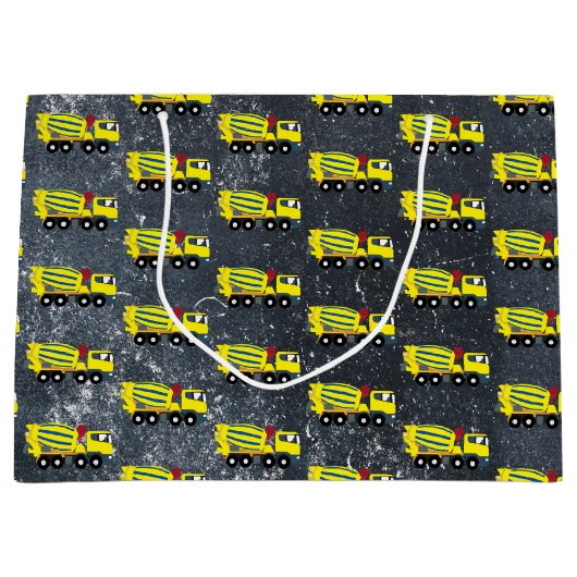 Concrete vrachtwagens voor de bouw van cement groot cadeauzakje (Voorkant)